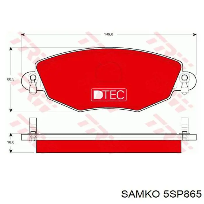 Купити 5SP865 Samko Колодки гальмівні передні, дискові