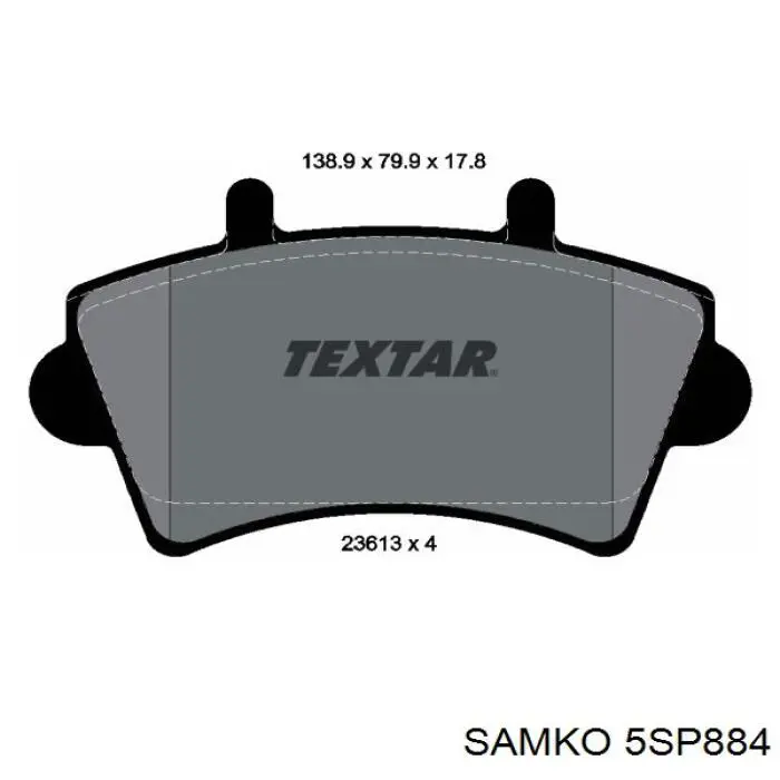 Передні тормозні колодки 5SP884 Samko