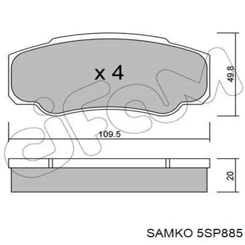 Задні гальмівні колодки Samko 5SP885 ціна, від 14.64 USD