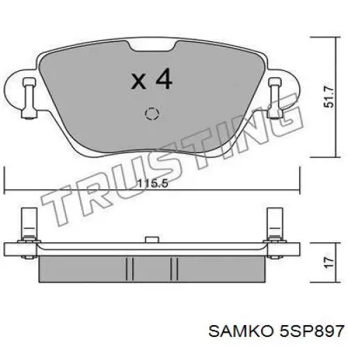 Колодки гальмові задні, дискові 5SP897 Samko