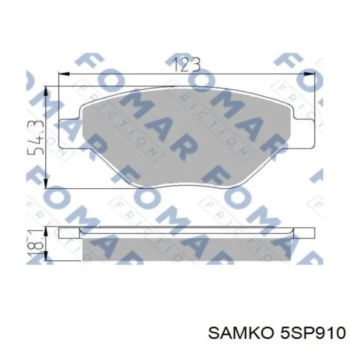 Купити 5SP910 Samko Колодки гальмівні передні, дискові