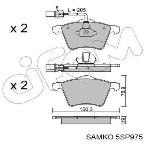 Гальмівні колодки Samko 5SP975 ціна, від 30.19 USD