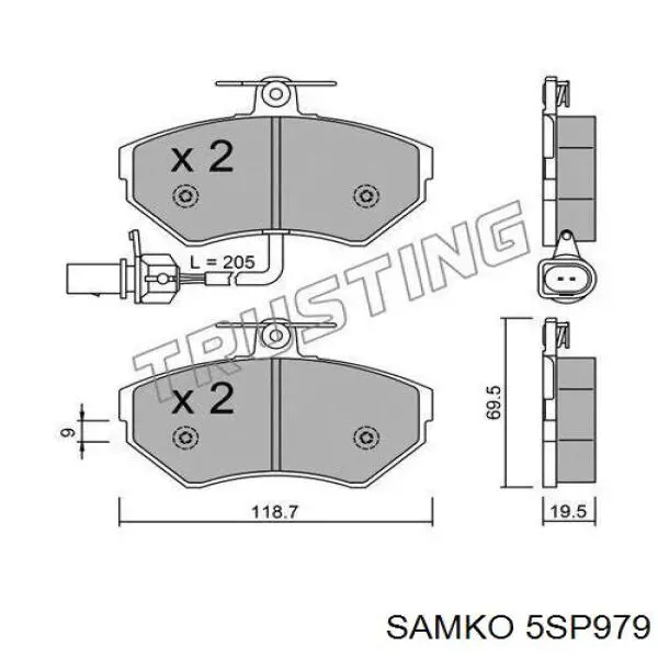 5SP979 Samko колодки гальмівні передні, дискові