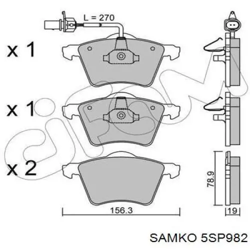 5SP982 Samko колодки гальмівні передні, дискові