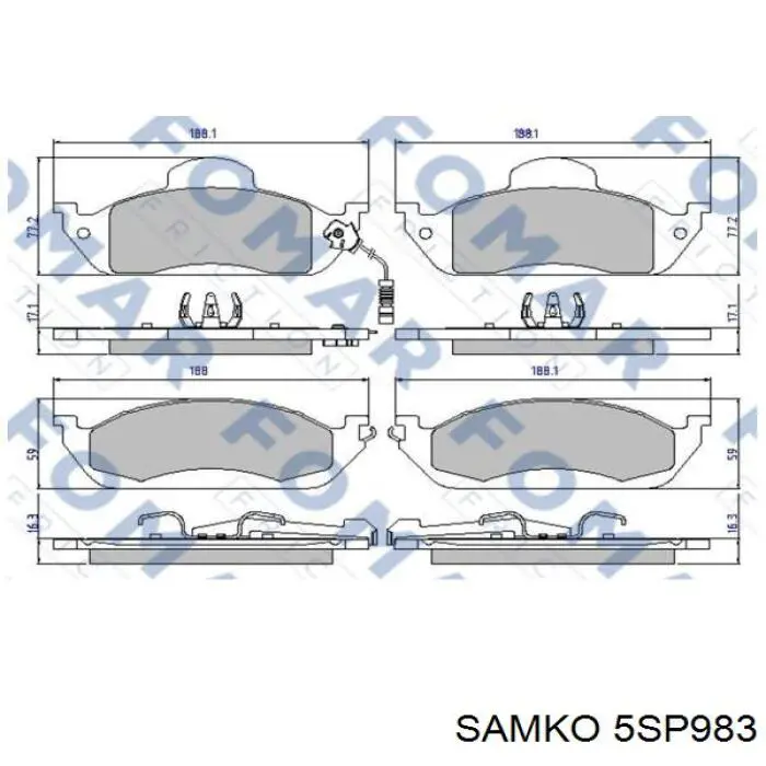 Гальмівні колодки Samko 5SP983 ціна, від 26.44 USD