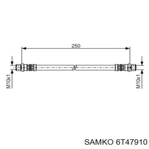 6T47910 Samko шланг гальмівний задній