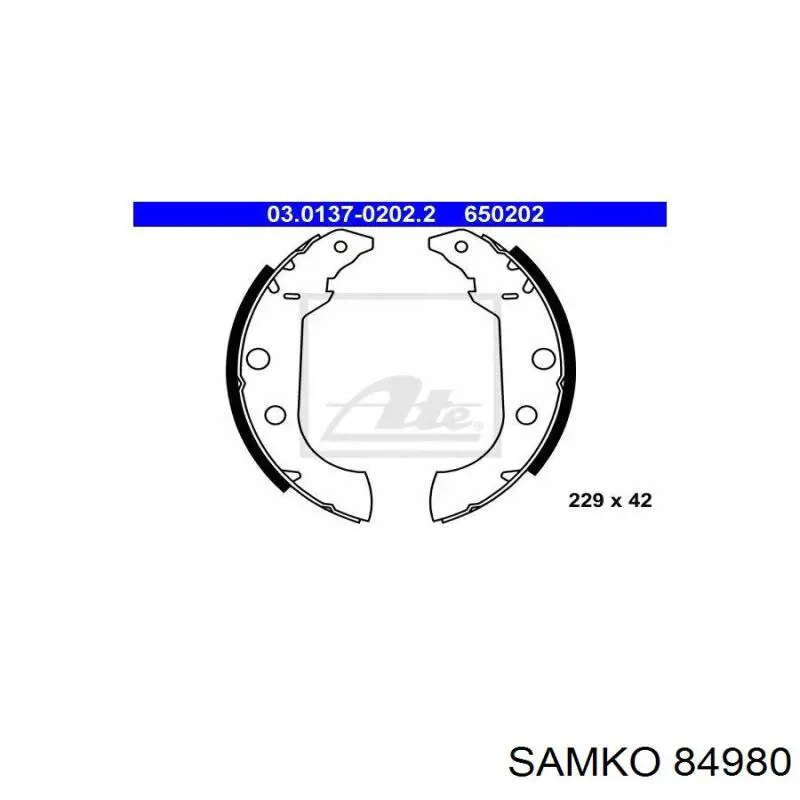 Колодки гальмові задні, барабанні 84980 Samko