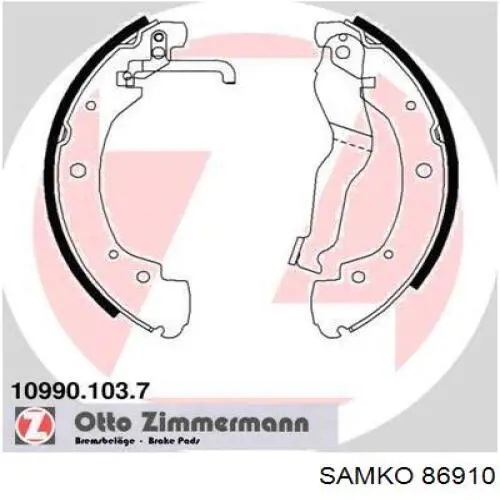 Купити 86910 Samko Колодки гальмові задні, барабанні