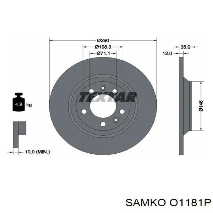Задні дискові гальма Samko O1181P ціна, від 40.23 USD