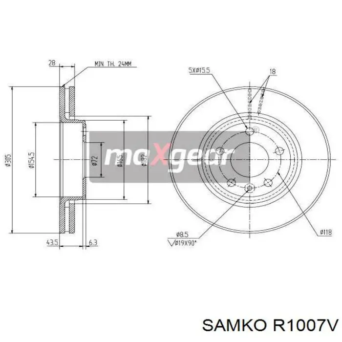 R1007V Samko диск гальмівний передній