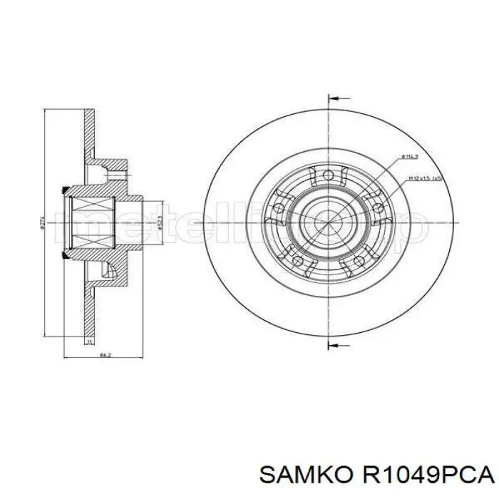 R1049PCA Samko диск гальмівний задній