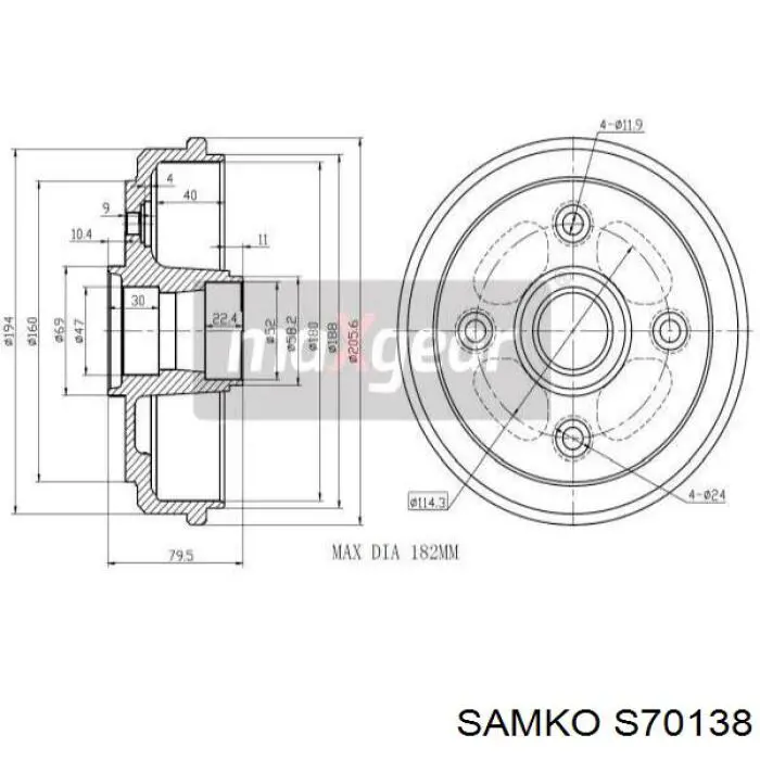Барабан гальмівний задній Samko S70138 ціна, від 20.52 USD