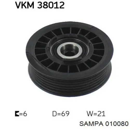 Ролик приводного ременя, паразитний Sampa Otomotiv‏ 010080 ціна, від 15.58 USD