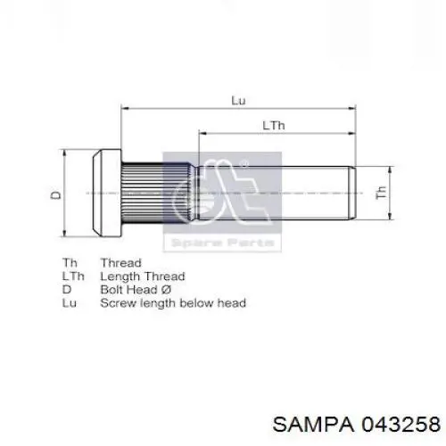 043258 Sampa Otomotiv‏ Шпилька маточини колеса задня