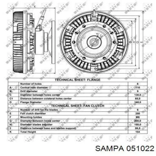В'язкова муфта вентилятора Sampa Otomotiv‏ 051022 ціна, від 395.43 USD