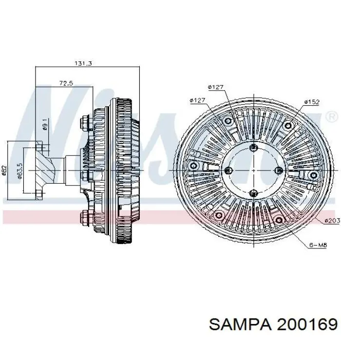 Вискомуфта вентилятора 200169 Sampa Otomotiv‏