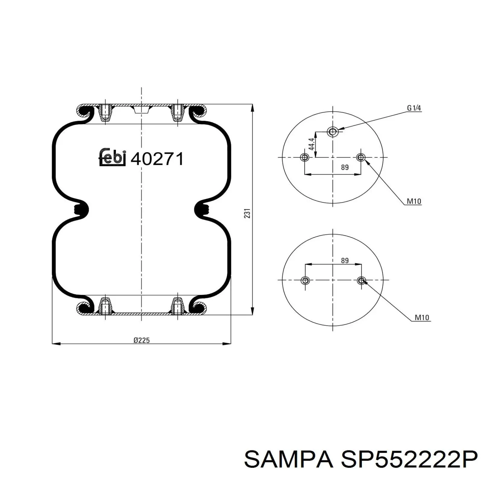 SP552222P Sampa Otomotiv‏ Ресора пневматичної підвіски
