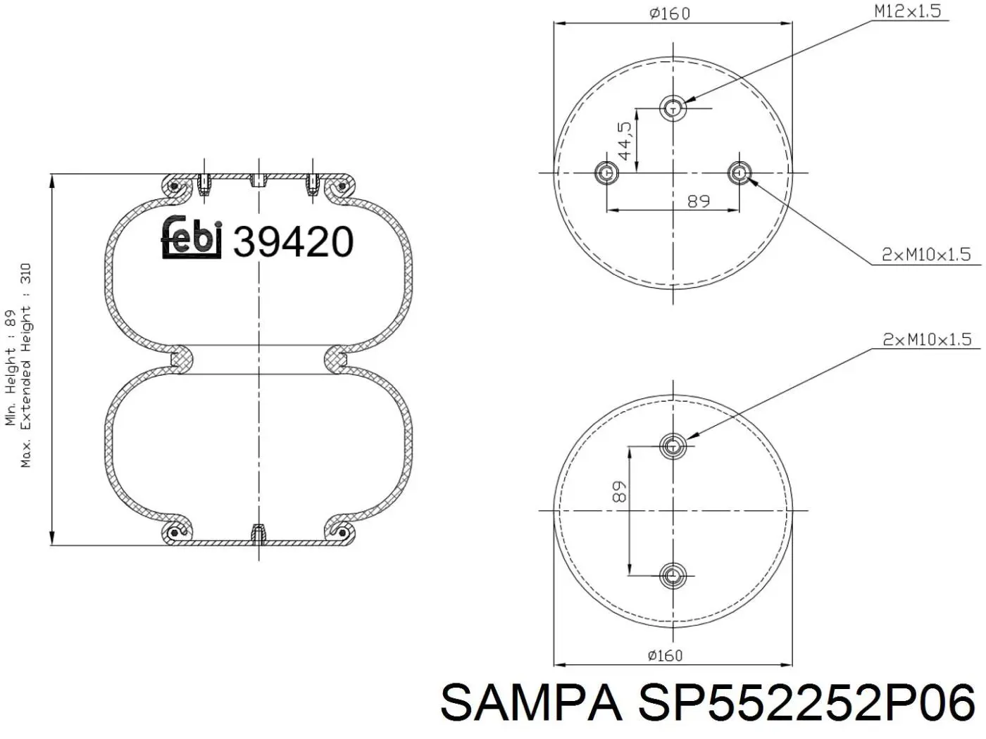 SP552252P06 Sampa Otomotiv‏ Ресора пневматичної підвіски
