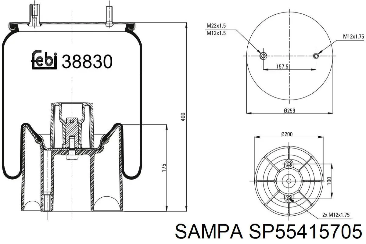 SP55415705 Sampa Otomotiv‏ Ресора пневматичної підвіски