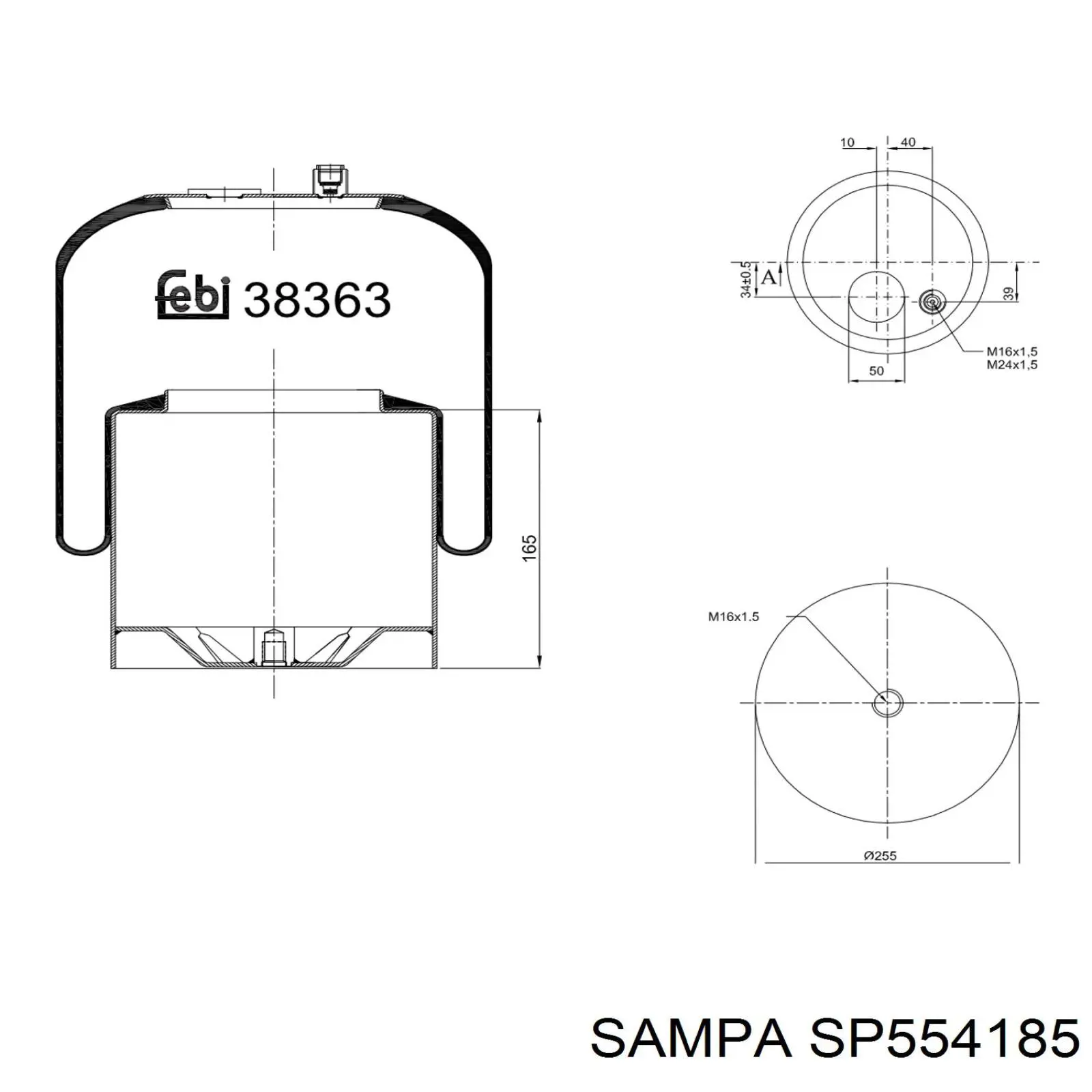 SP554185 Sampa Otomotiv‏ Пневмоподушка/пневморессора моста заднього