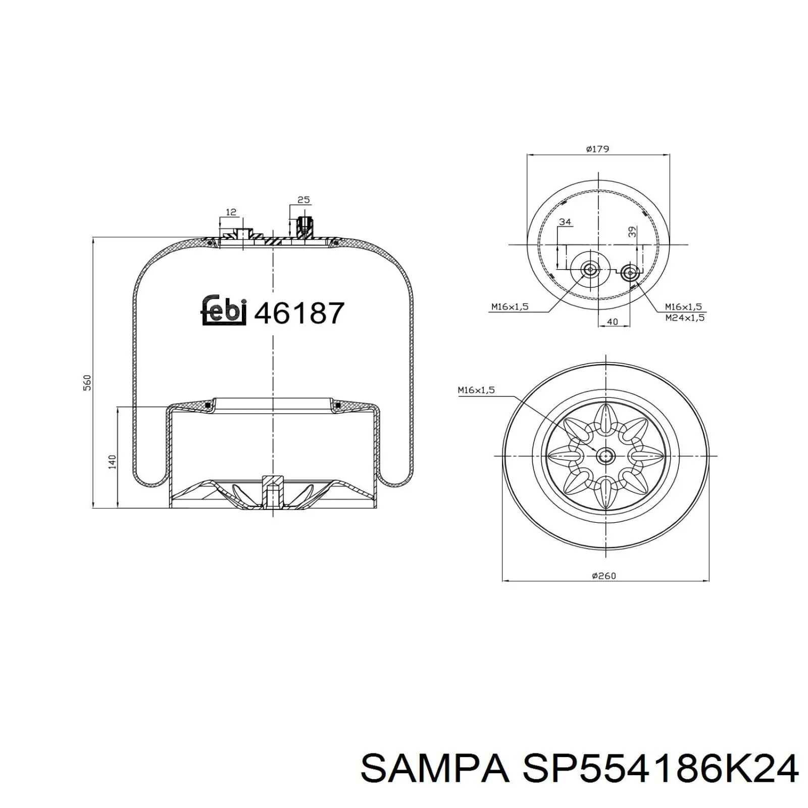 SP554186K24 Sampa Otomotiv‏ Амортизатор кабіни (TRUCK)