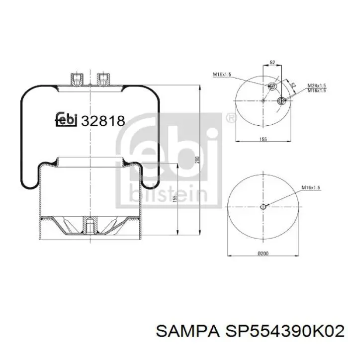 SP554390K02 Sampa Otomotiv‏ Ресора пневматичної підвіски