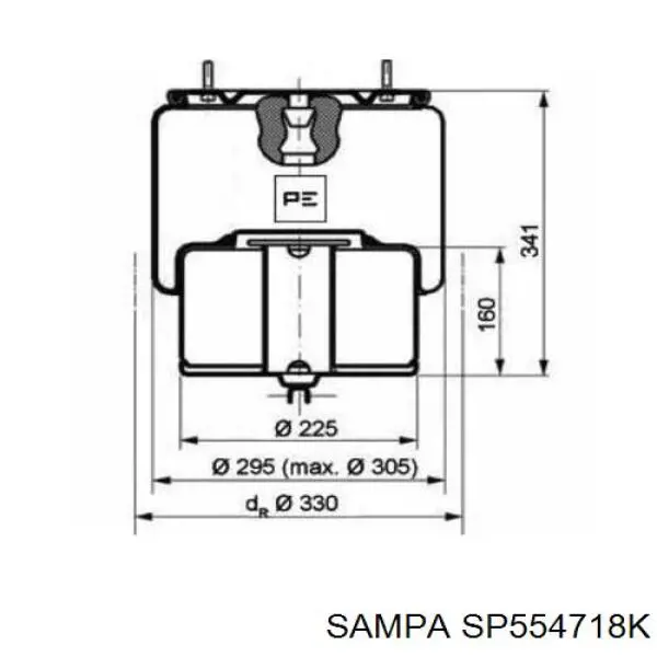 Пневмоподушка/Пневморессора моста Sampa Otomotiv‏ SP554718K ціна, від 101.28 USD
