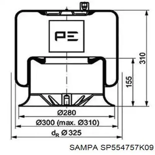 Купити SP554757K09 Sampa Otomotiv‏ Пневмоподушка/Пневморессора моста