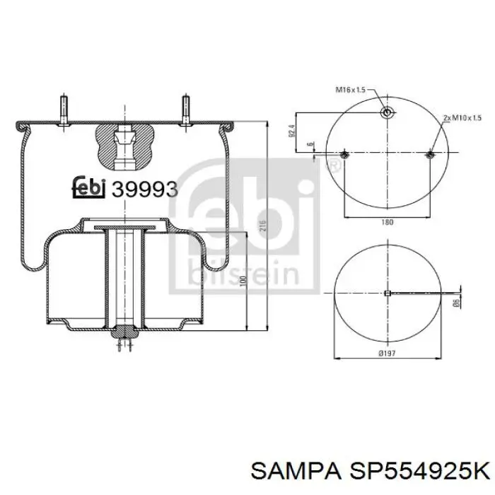 SP554925K Sampa Otomotiv‏ Пневмоподушка/Пневморессора моста переднього