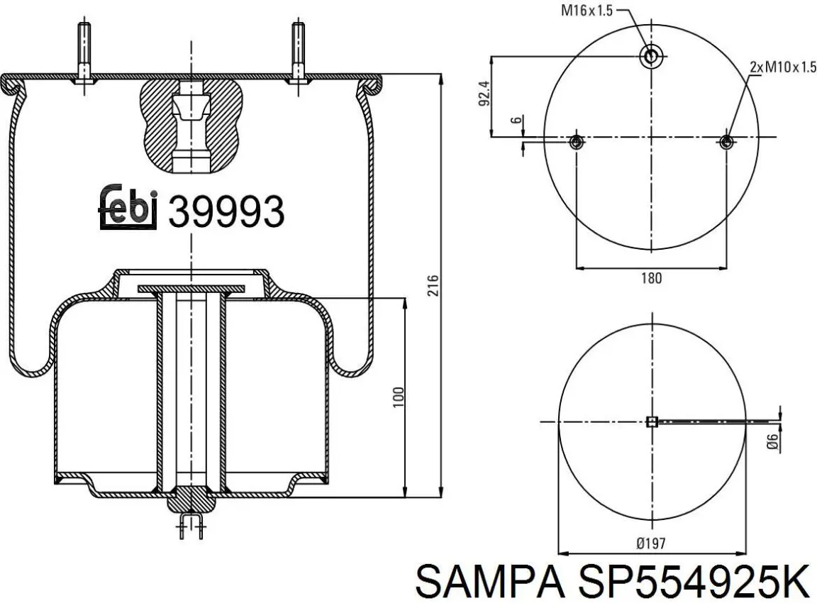 Пневмоподушка/Пневморессора моста переднього SP554925K Sampa Otomotiv‏