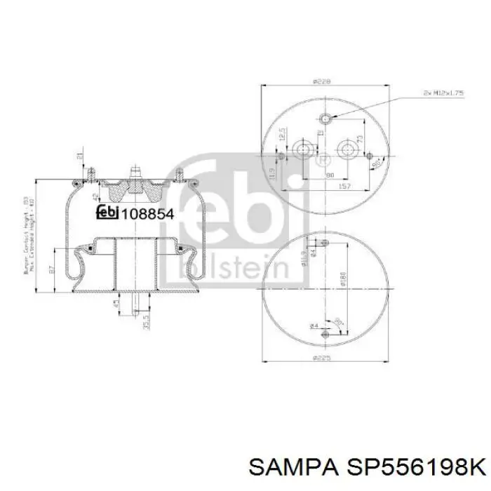 Пневмоподушка/Пневморессора моста SP556198K Sampa Otomotiv‏