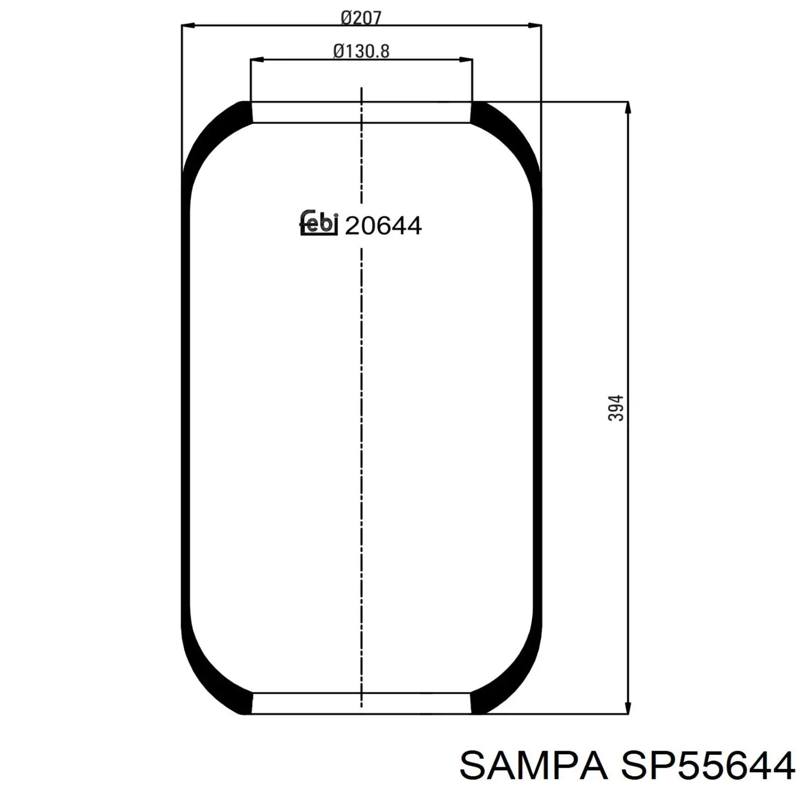 Пневмоподушка/Пневморессора моста Sampa Otomotiv‏ SP55644 ціна, від 6.70 USD