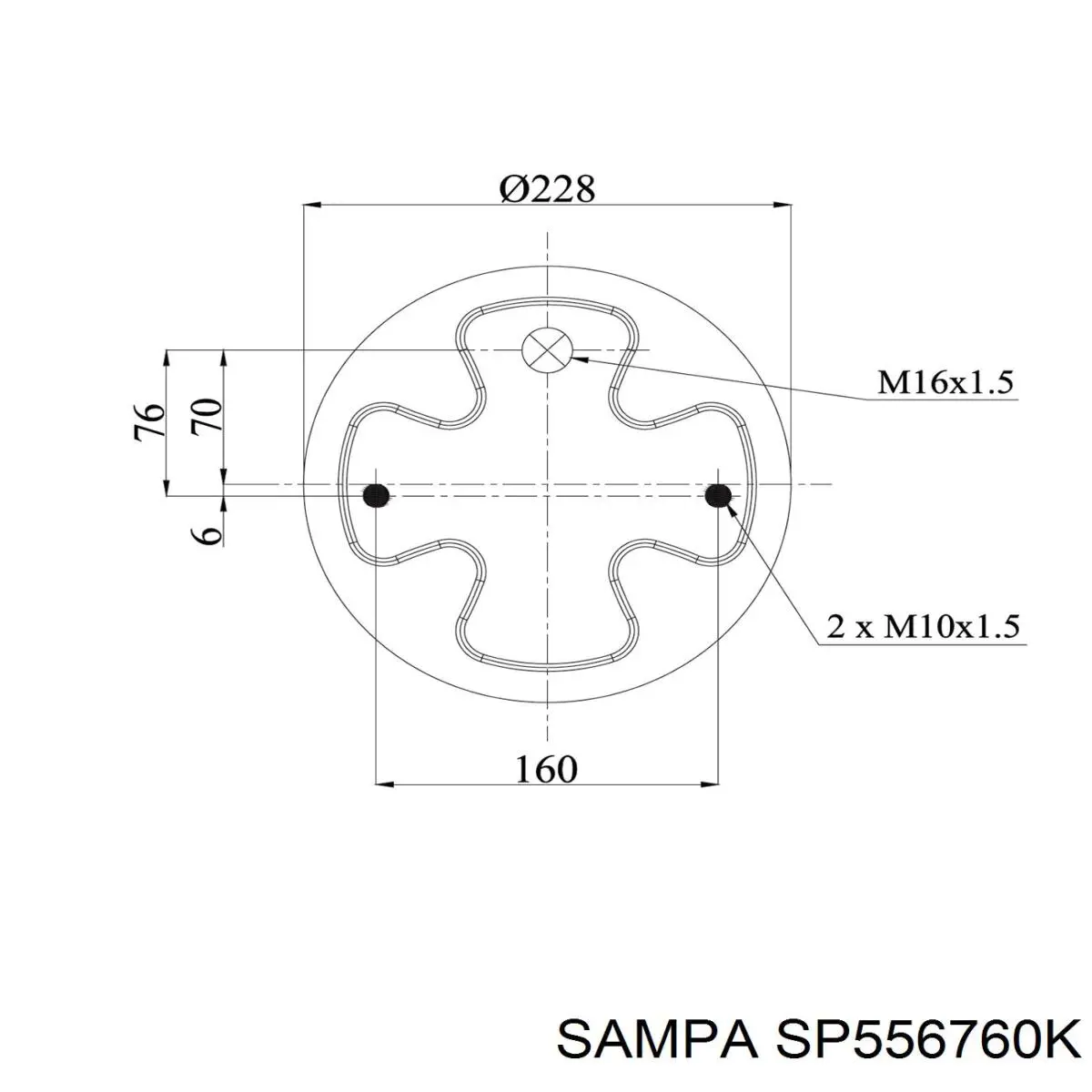 Купити SP556760K Sampa Otomotiv‏ Пневмоподушка/Пневморессора моста переднього