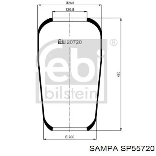 Пневмоподушка/Пневморессора моста Sampa Otomotiv‏ SP55720 ціна, від 21.54 USD