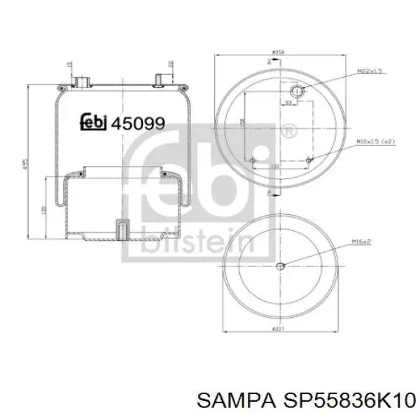 SP55836K10 Sampa Otomotiv‏ Пневмоподушка/пневморессора моста заднього