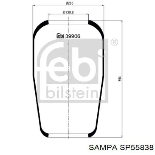 Пневморессора задня Sampa Otomotiv‏ SP55838 ціна, від 33.18 USD