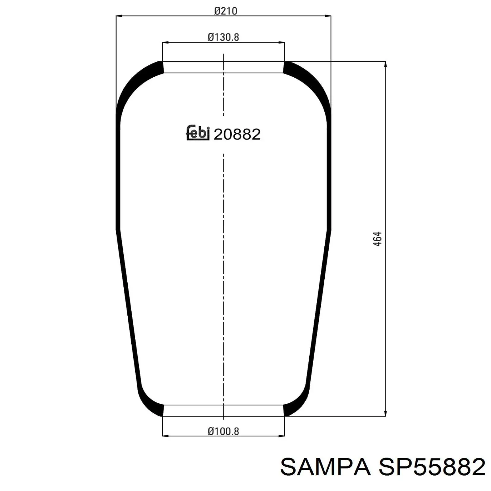 Пневмоподушка/Пневморессора моста Sampa Otomotiv‏ SP55882 ціна, від 26.64 USD