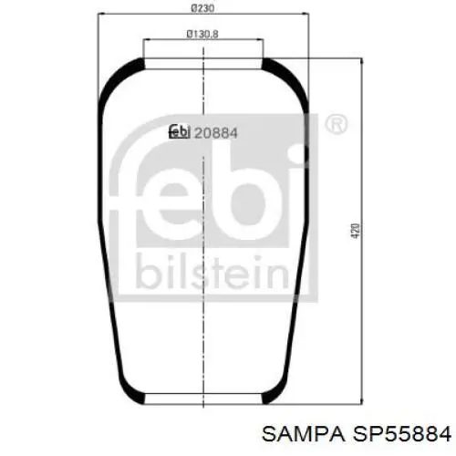 Пневмоподушка/Пневморессора моста SP55884 Sampa Otomotiv‏