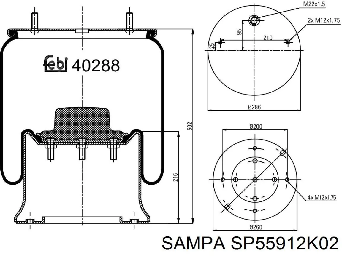 SP55912K02 Sampa Otomotiv‏ Ресора пневматичної підвіски