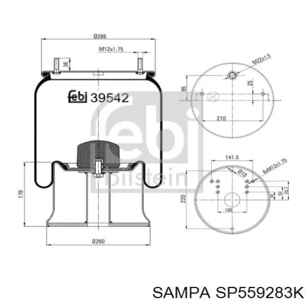 SP559283K Sampa Otomotiv‏ Ресора пневматичної підвіски