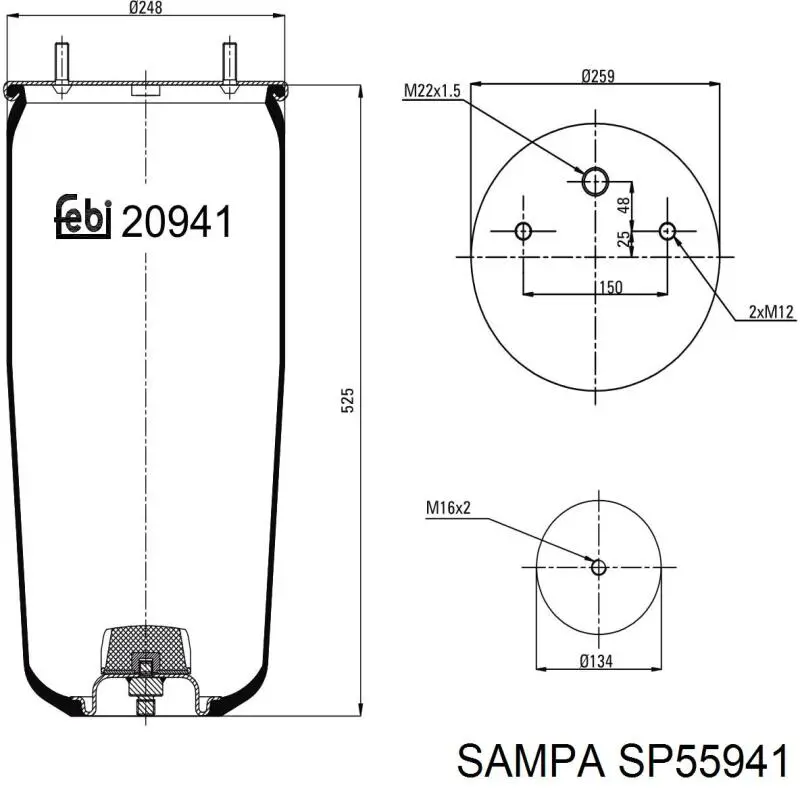 SP55941 Sampa Otomotiv‏ Ресора пневматичної підвіски