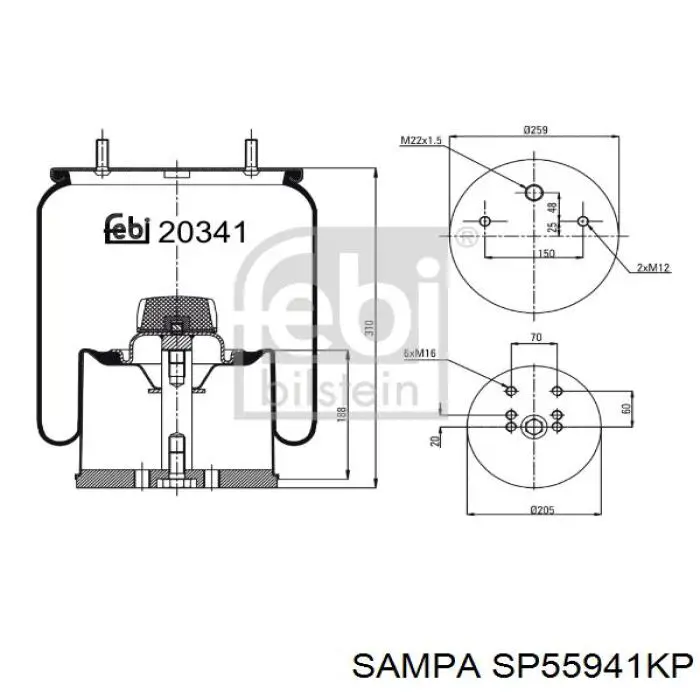 SP55941KP Sampa Otomotiv‏ Ресора пневматичної підвіски