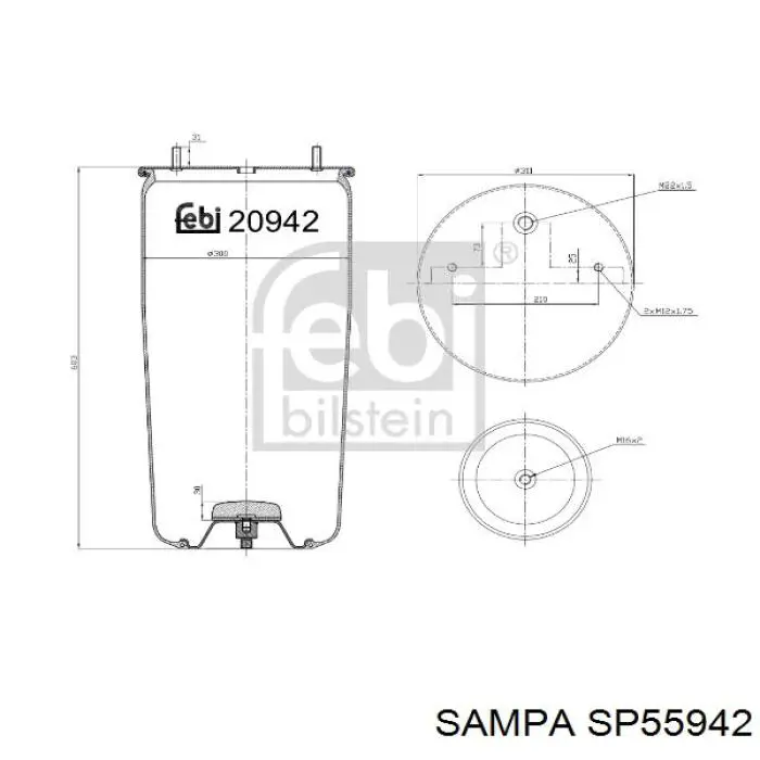 SP55942 Sampa Otomotiv‏ Ресора пневматичної підвіски