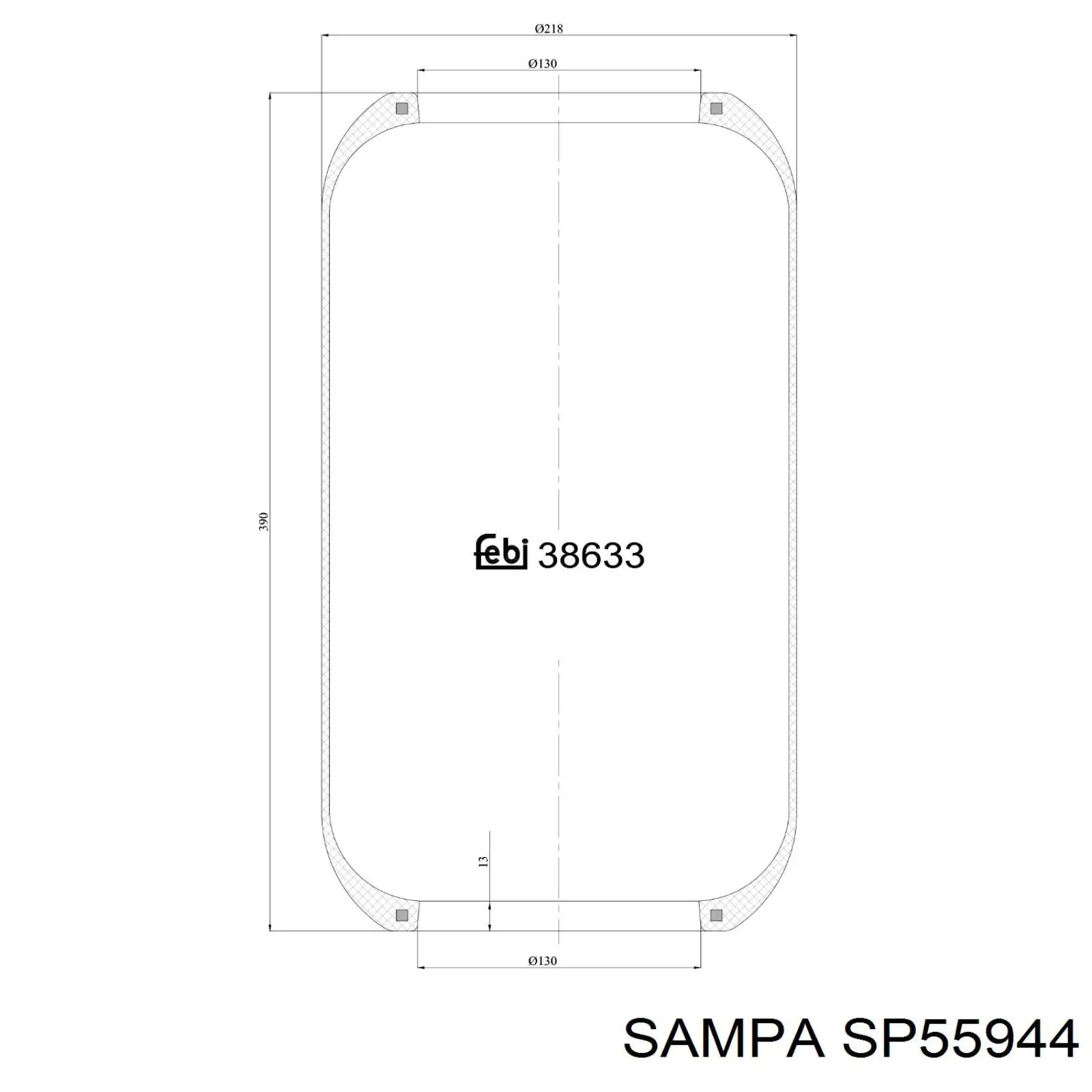 Пневмоподушка/Пневморессора моста SP55944 Sampa Otomotiv‏