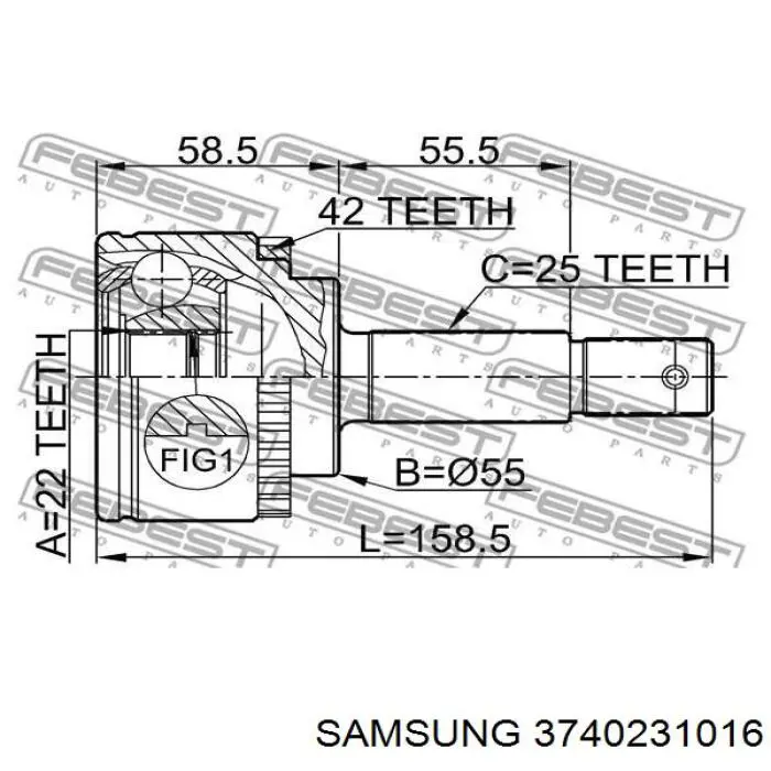 Піввісь (привід) передня, права 3740231016 Samsung