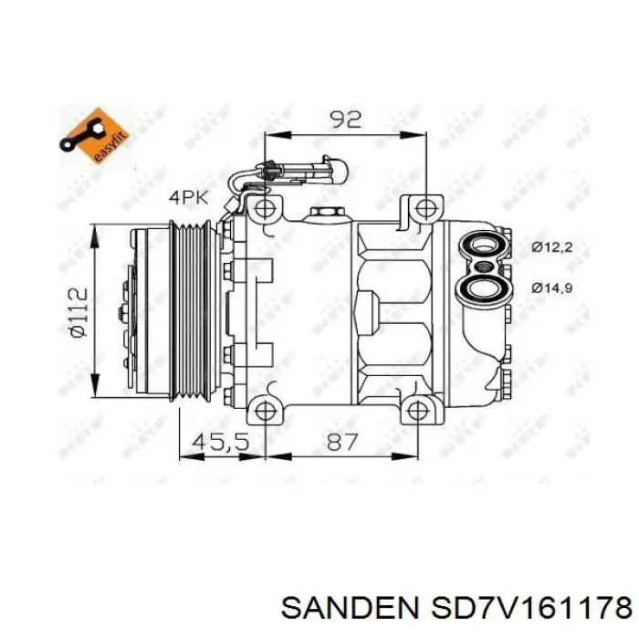 Компресор кондиціонера SD7V161178 Sanden
