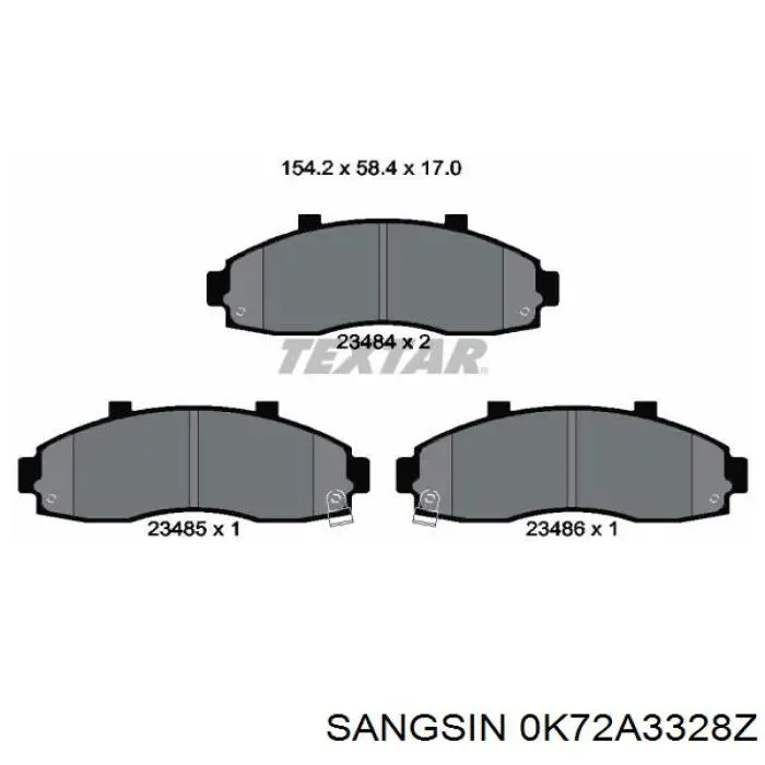 0K72A3328Z Sangsin колодки гальмівні передні, дискові