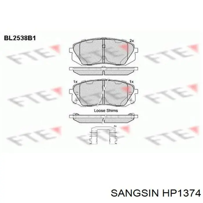 HP1374 Sangsin Передні гальмівні колодки