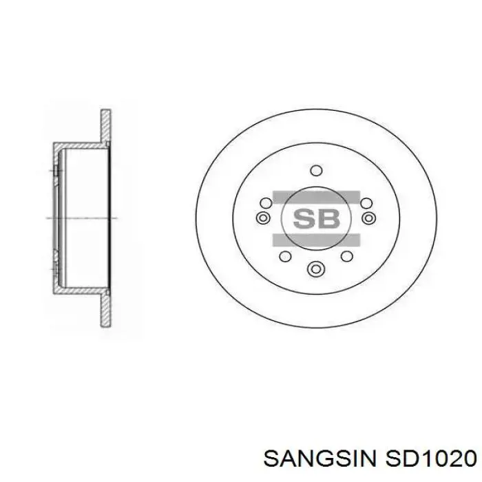 Диск гальмівний задній SD1020 Sangsin