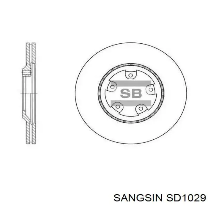 Диск переднього гальма Sangsin SD1029 ціна, від 23.43 USD